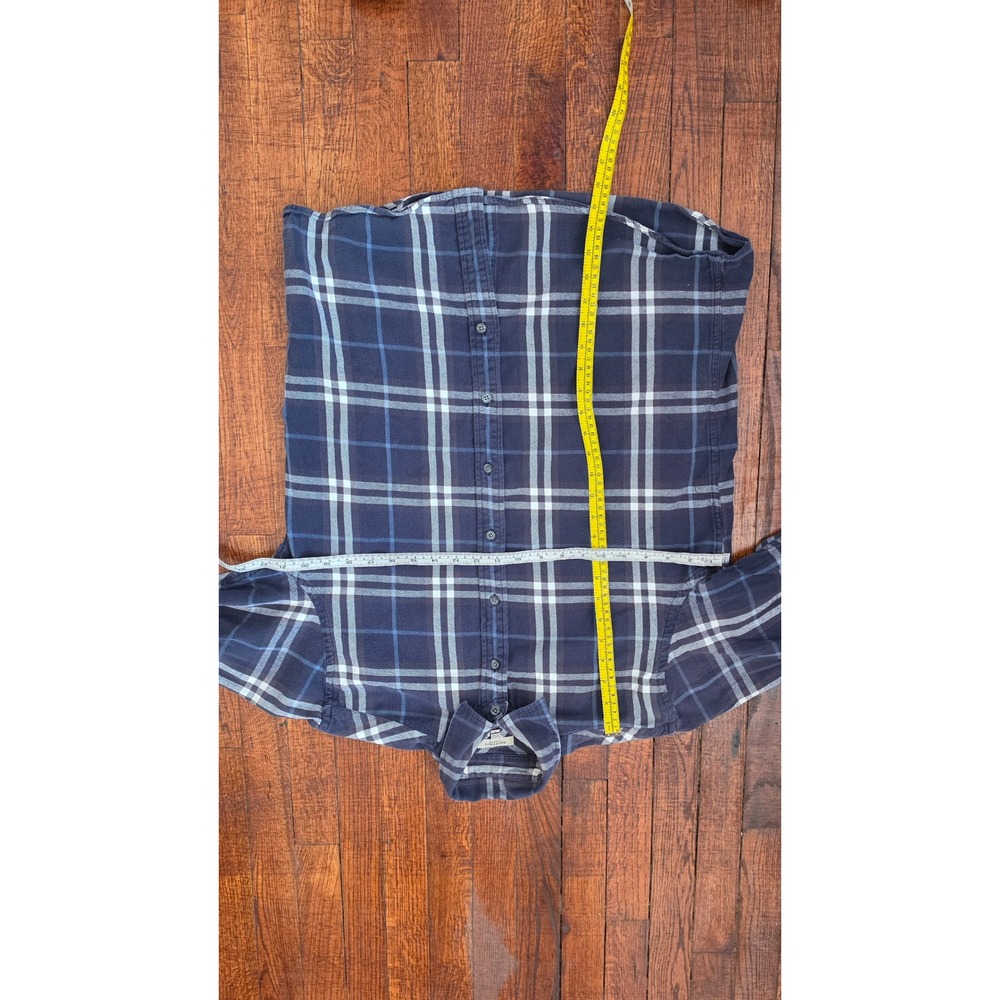 Burberry Cotton Plaid Blue Preppy Old Money Quiet Luxury Western Shirt sz L - Picture 3 of 7
